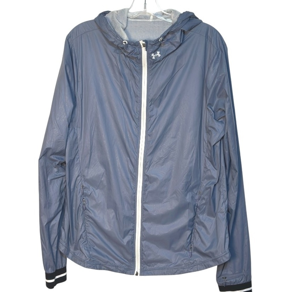 Under Armour Storm 1 Lightweight‎ Hooded Windbreaker Jacket Full Zip Gray M/L